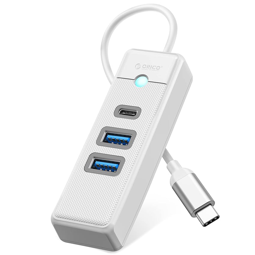 USB C Hub, ORICO 3 porte USB 3.0 Adattatore con 2 USB A, 1 Tipo C per laptop, tablet, con cavo 0.15m, Sdoppiatore USB compatibile con Mac OS 10.X e versioni successive, Linux, Android,Bianca