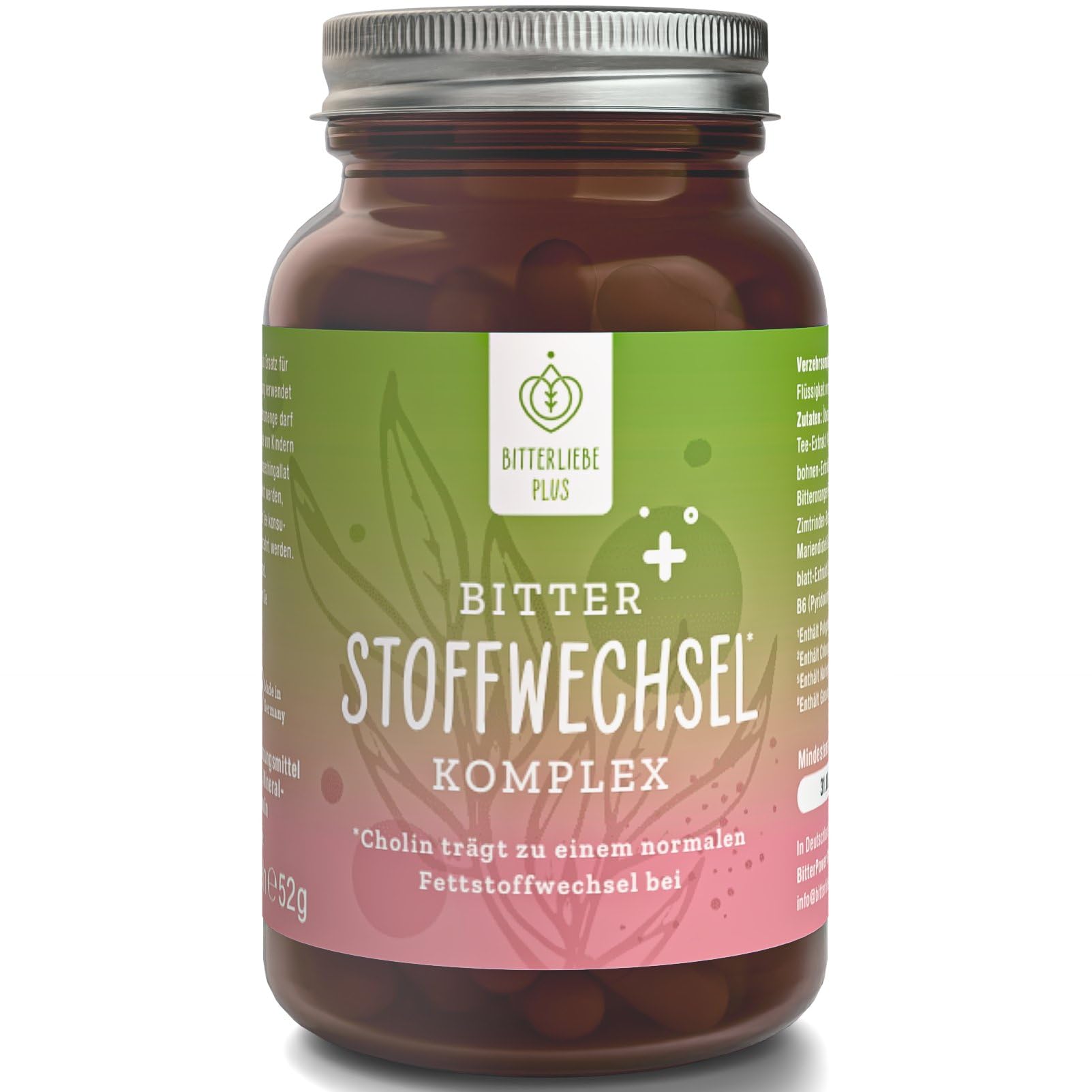 BitterLiebe Bitter Stoffwechsel Komplex - Hochdosierte Kapseln mit Cholin & Zink