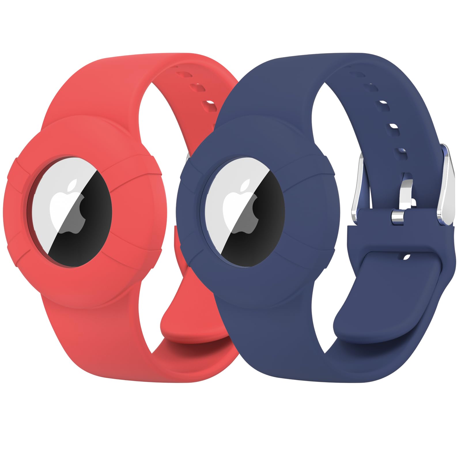 2 Pack Airtag Wristbands for Kids, Soft Silicone AirTag Bracelet Kids, Lightweight, Waterproof Band Compatible with Apple Airtag Watch Band for Kids and Toddler (Red/Blue)