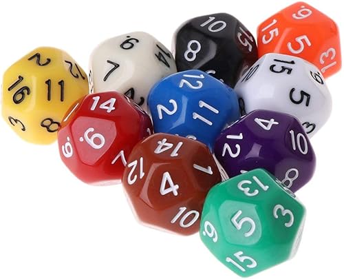 Miniatura 2 de Lanema Juego de 10 dados poliédricos D16 para Calabozos y Dragones de 16 caras