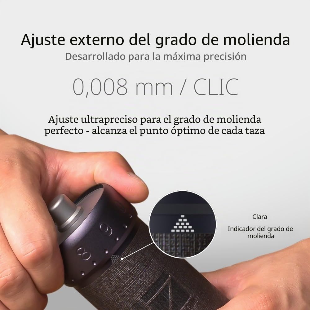 1Zpresso J-Ultra Molinillo de café manual gris hierro, rebaba cónica, mango plegable, taza de captura magnética de 40 g, ajuste numérico ajustable, eficiencia de molienda más rápida, ideal para