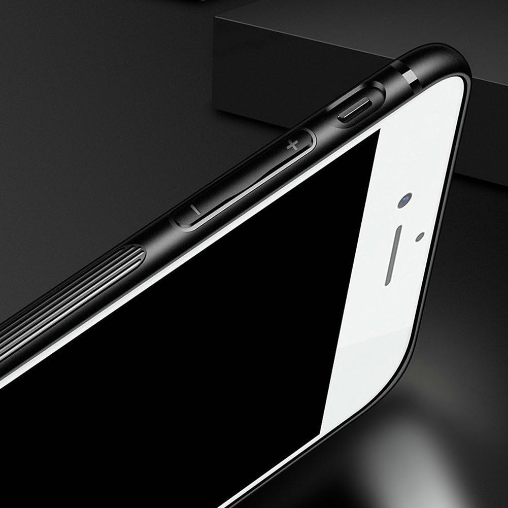 Kepuch Quartz Case for iPhone 6 Plus 6S Plus - Soft TPU + Back Cover Made of Tempered Glass for iPhone 6 Plus 6S Plus - Black