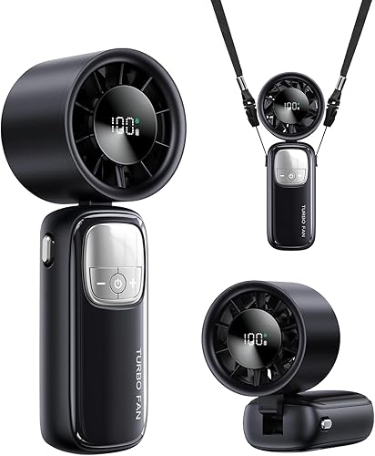 Ventilador turbo portátil 3 en 1, 100 velocidades, 15000 RPM, refrigeración de 10 horas, pantalla LED, rotación de 90, alimentado por batería