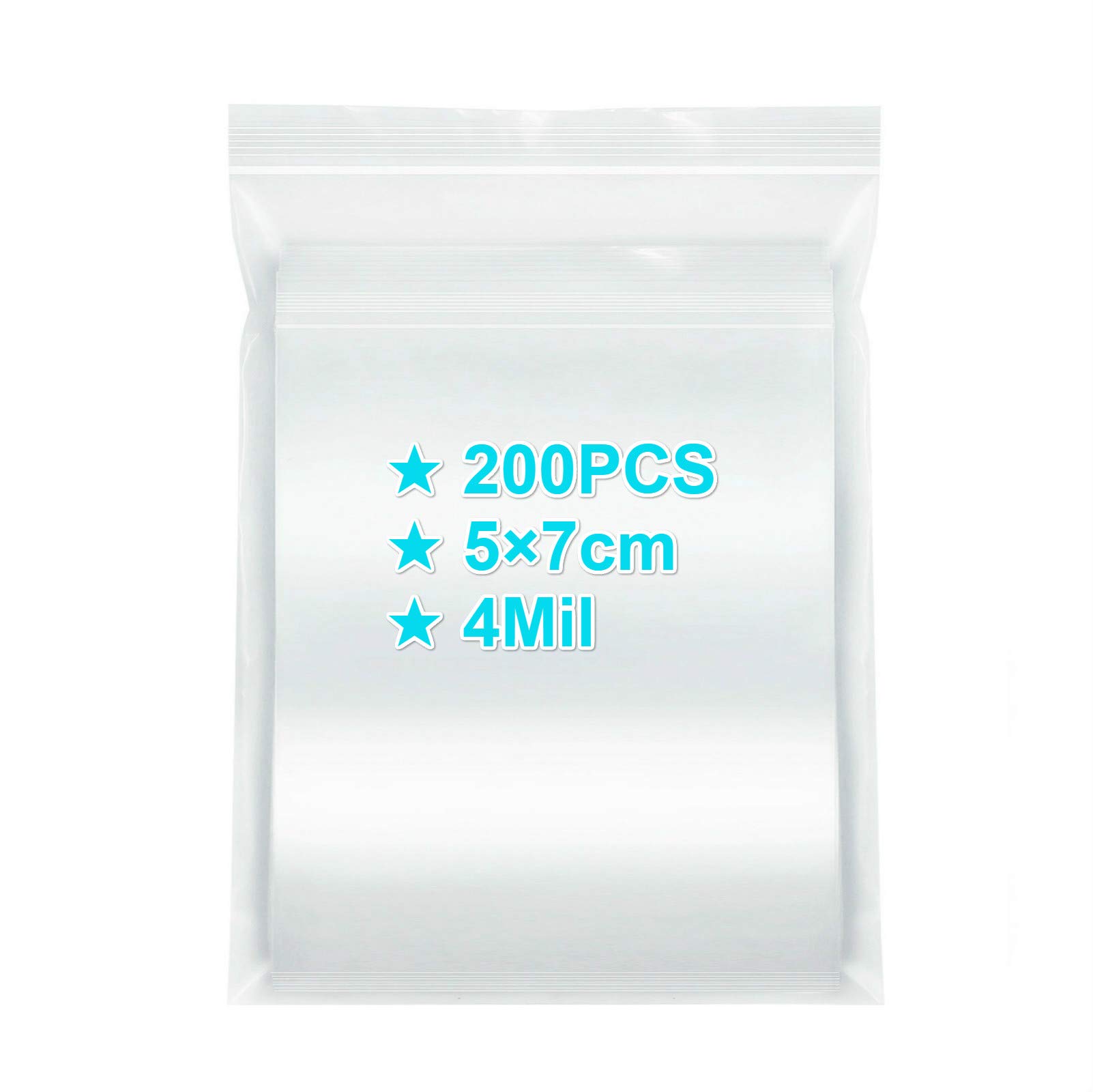 Ydd 4Mil Small Ziplock Bags 5×7Cm, 200Pcs, 4 Mil Extra Thick Clear Plastic Resealable Bags With Lock Seal Zipper, Storage Pouches Grip Seal Bags For Jewelry Coins Pills Packaging