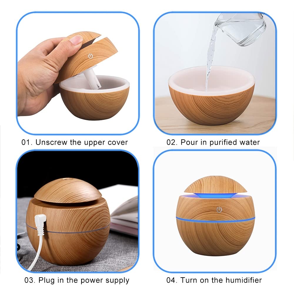Luftbefeuchter Schlafzimmer Luftbefeuchter Electric Air Aroma Diffusor Ultraschall 13 0ml Luftbefeuchter ätherischer Öl Aromatherapie Nebel for Zuhause (Color : Bruin)