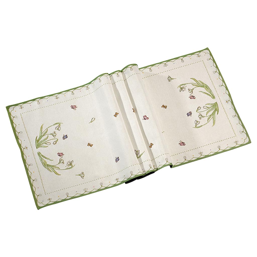 Villeroy & Boch Table Runner, Cotton, White, 49 x 143 cm, Snowdrops