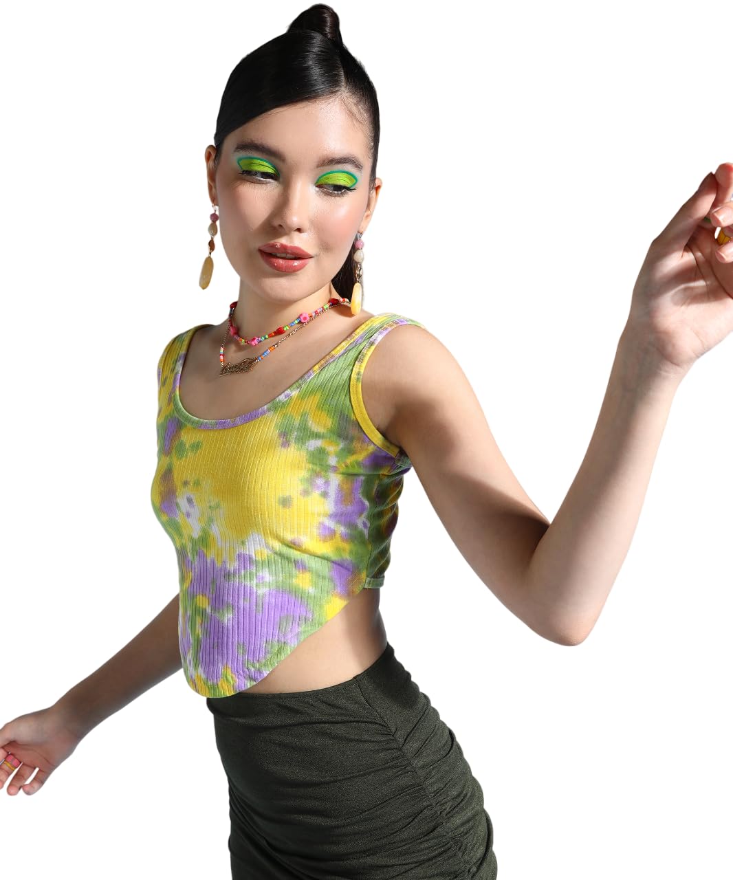 Casual Strap Hankie Ribbed Crop Top for Women - Round-Neck, Sleeveless, Latest Stylish Summer Top-image-31