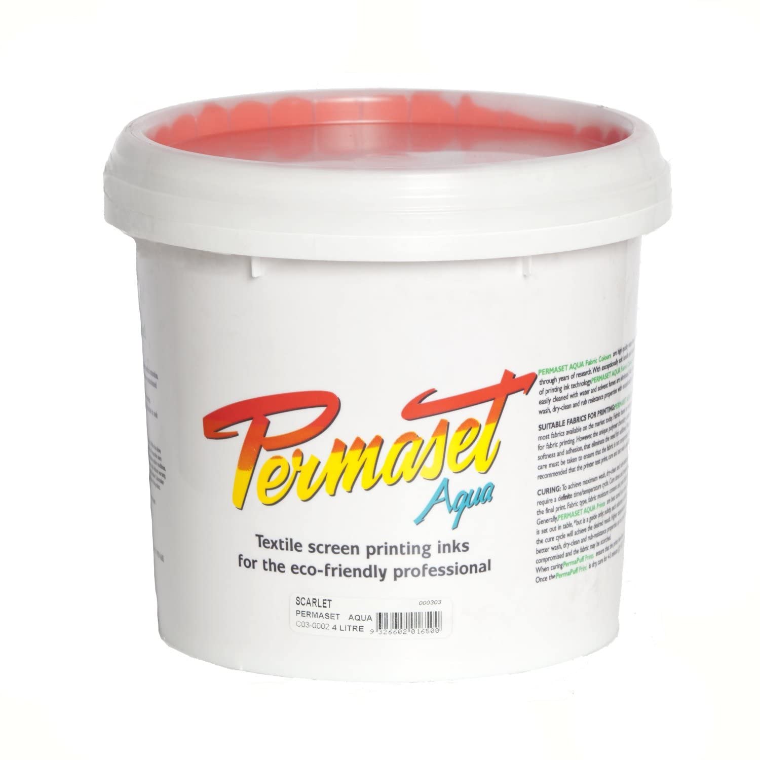 Permaset Aqua Standard 1 Litre Scarlet - Screen Printing Ink for Fabric - Ideal Screen Printing Kit for Home Office, Starter Kit, Fabric Paint, Screen Printer and Other Fabric Ink