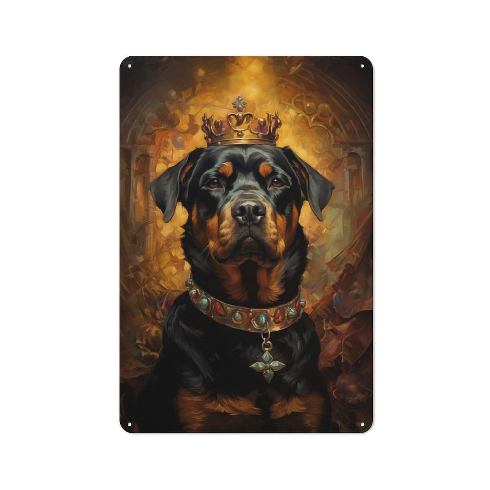 Junmoney Rottweiler King Tin Wall Plaque 30X20cm With For Garage Or Workshop, For Kitchen, Dining Room And Home Bar Wall Decor