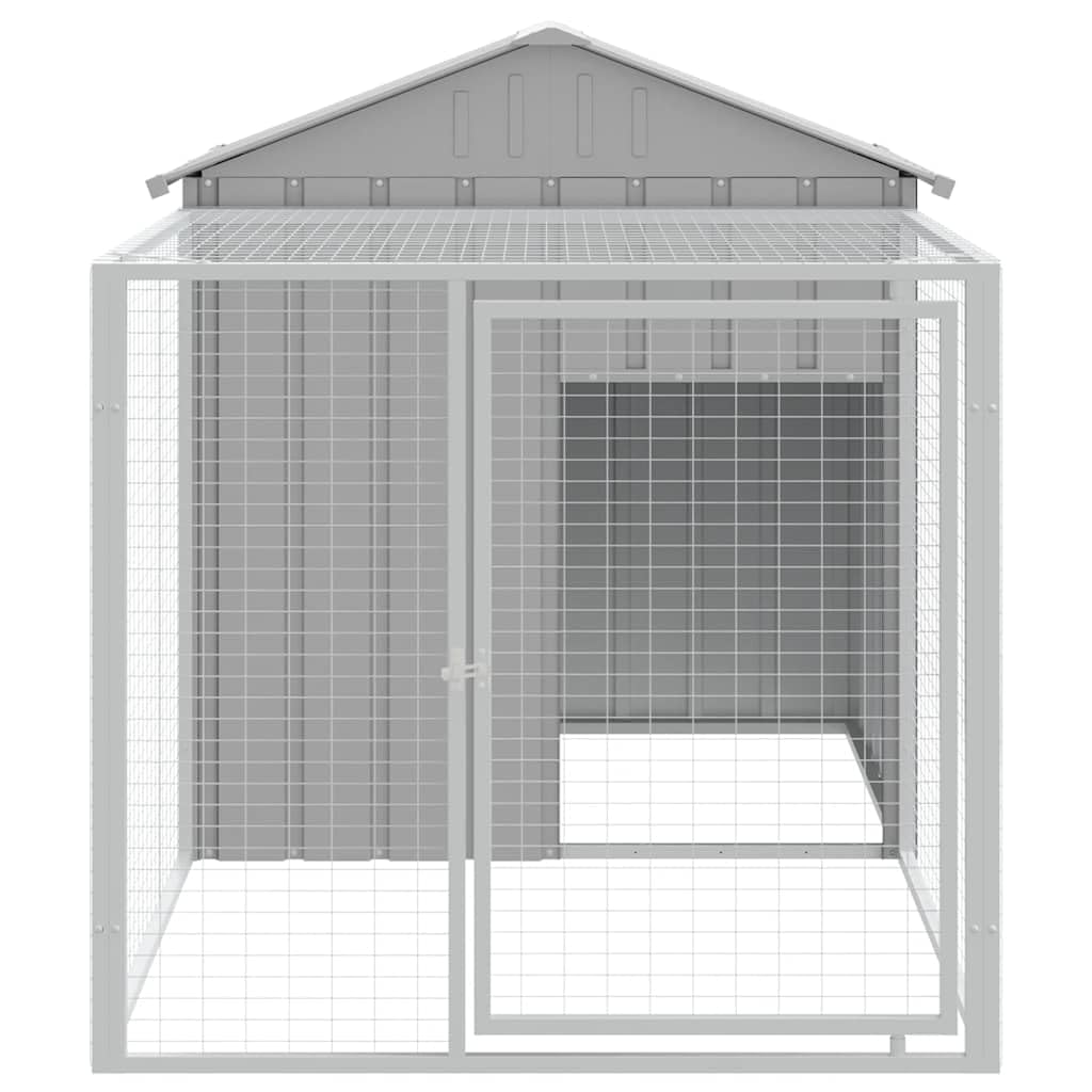 Jaula para pollos con caño gris claro, 117 x 201 x 123 cm, acero galvanizado, para jaula de pollos, animales pequeños, jaula para pájaros y mascotas