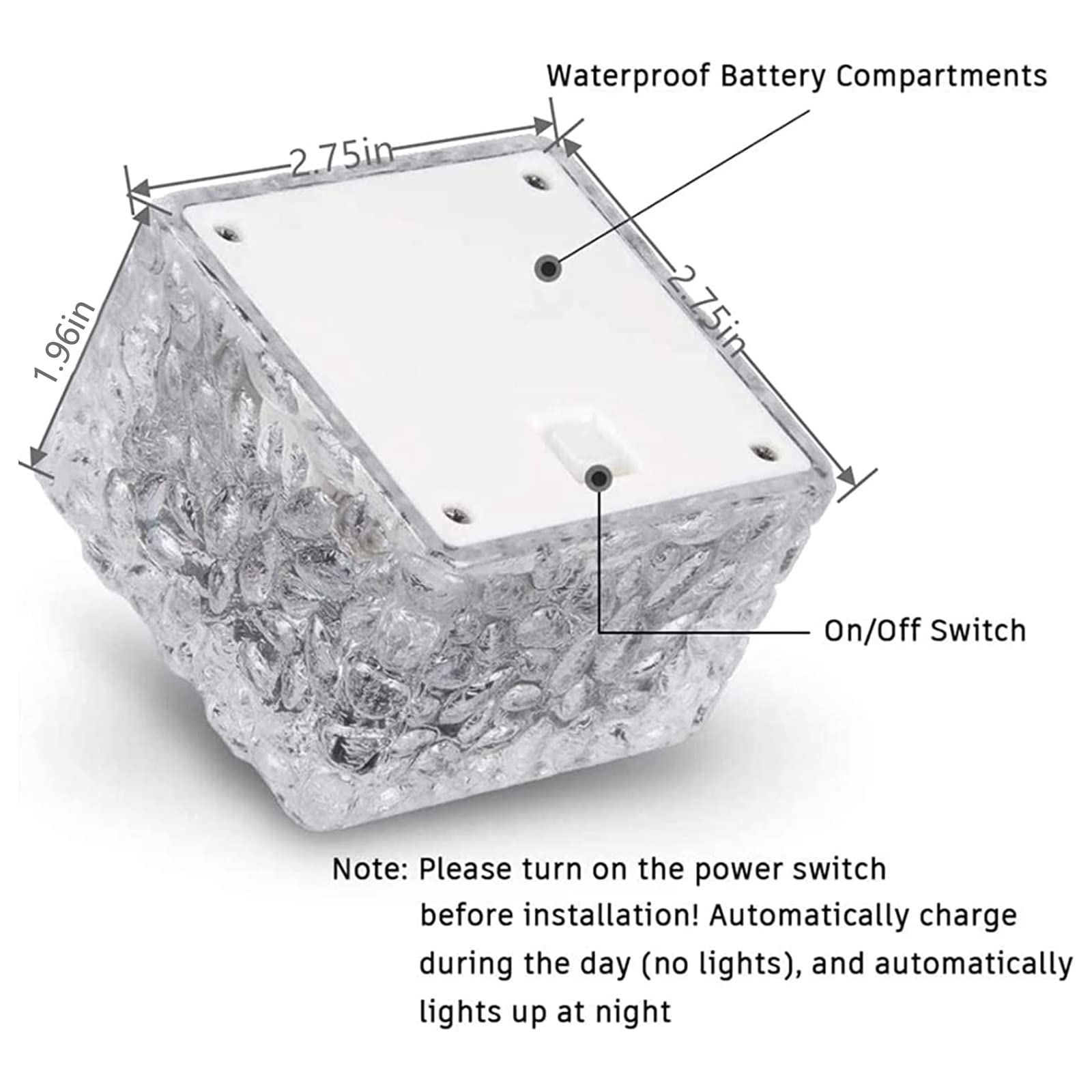 4 sztuki Led Solar Perły Kryształowe, Cegły Solarne Światła, Wodoodporne Światła Auto On/Off Solar Deck Outdoor, Solar Lights Led Outdoor Garden,dla CeSped Taras Schody Dziedziniec (kolor ciepły)