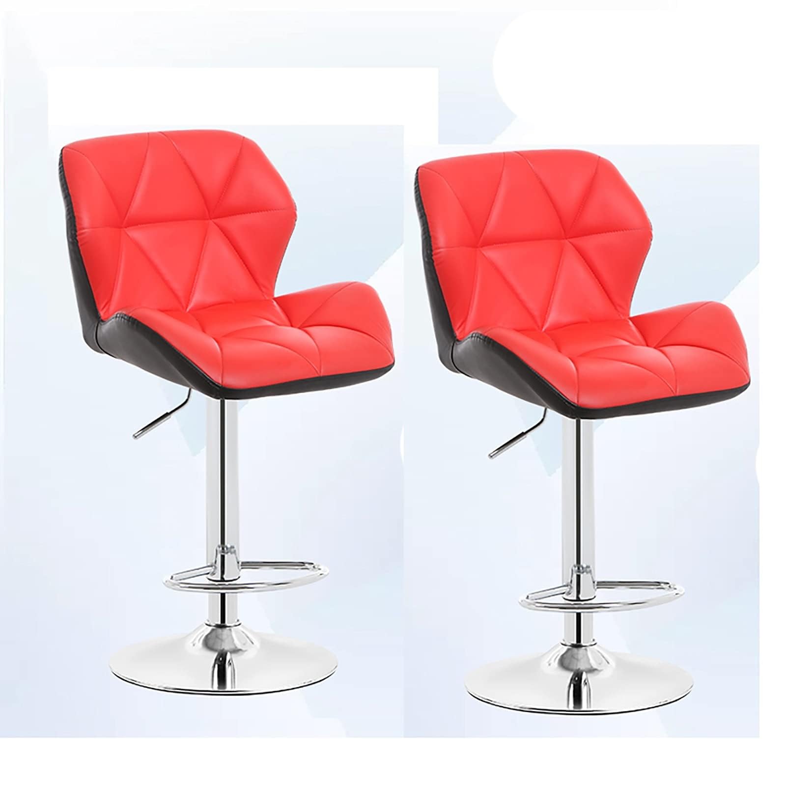 Juego De 2 Taburetes De Bar Regulables En Altura, Giratorios 360 Asiento De Pvc Gris Costuras Vertical 10 0004422 92569880