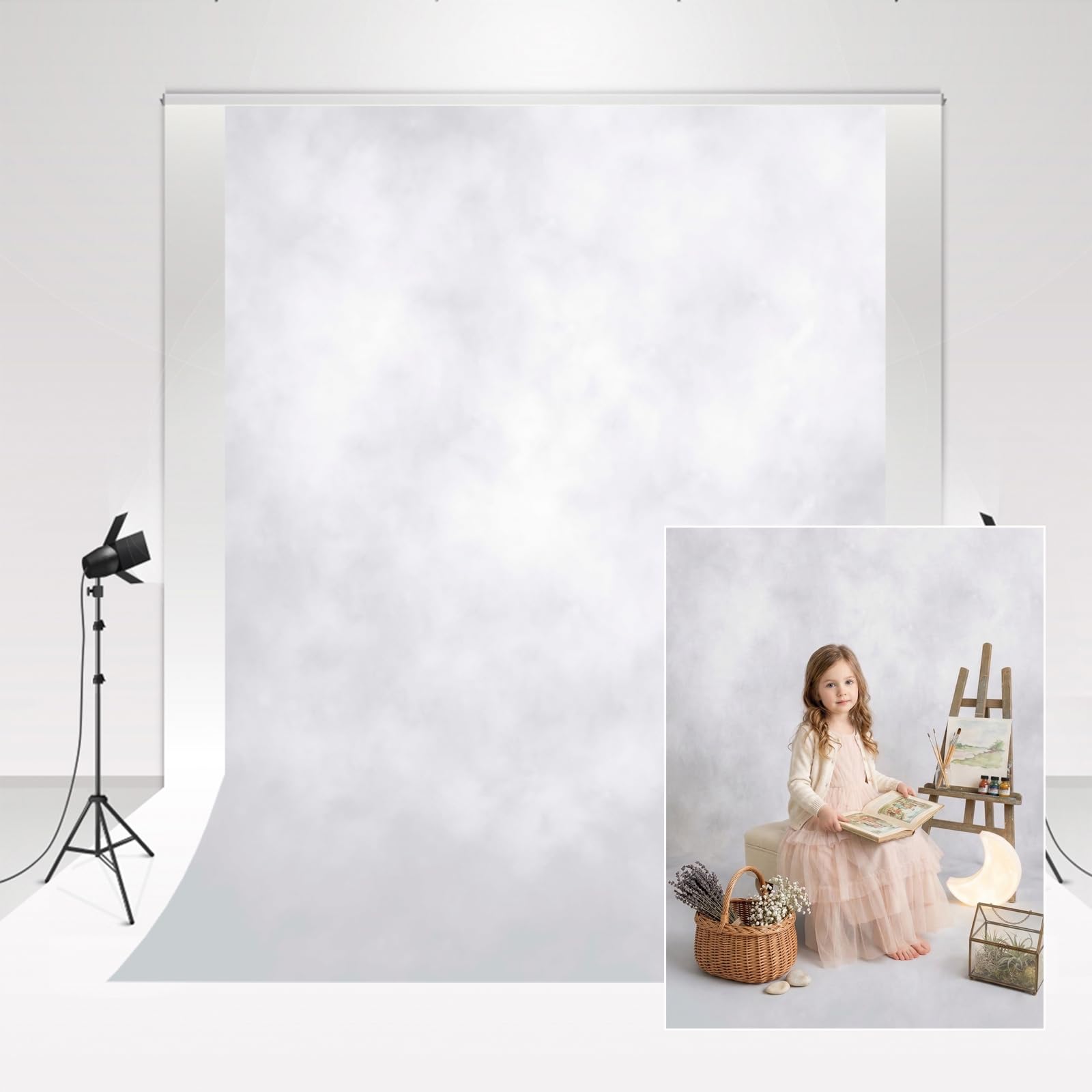 Kate Fotografie Hintergrund weiß 1,5x2,2m Retro-Fotostudio Rauchgrau Porträthintergrund Neugeborenes Porträtschießen Fotografie Hintergrund