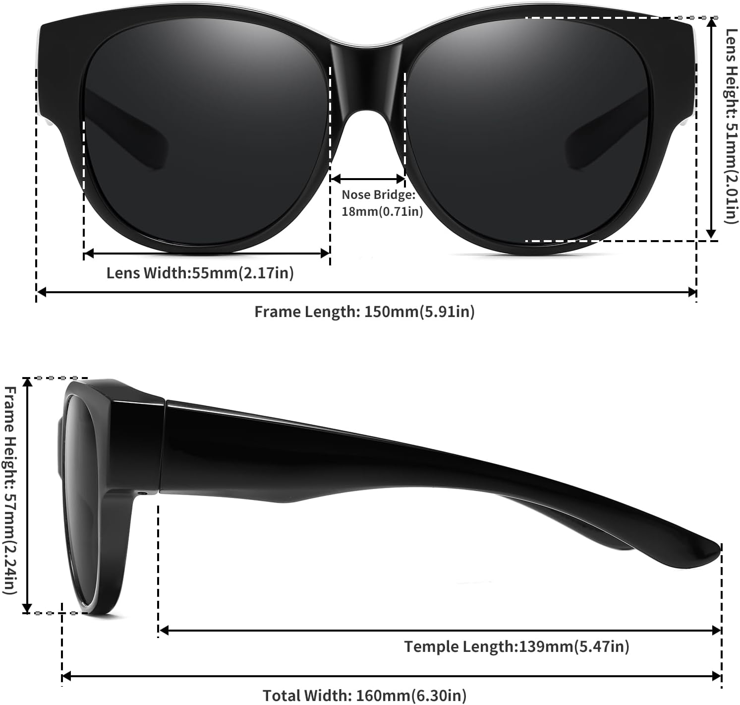 GEGURI Fit Over Glasses Polarized Sunglasses for Women & Men, Stylish Cat Eye Design Sun Glasses 100% UV Protection - Image 2