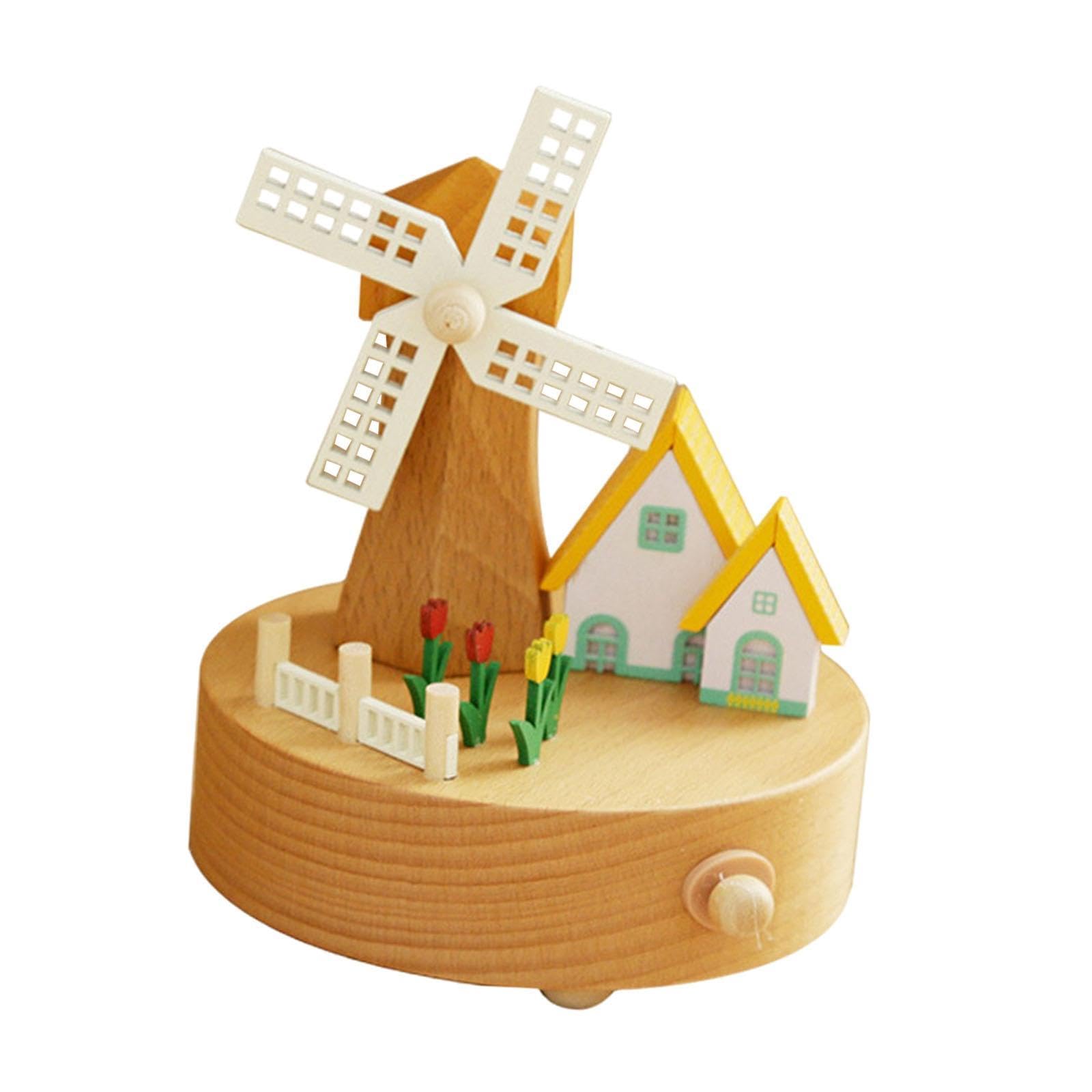 Generic Carillon in Legno, Accessorio per La Casa, Statuetta Da Collezione, Ornamento Da Tavolo, Papà, Nipote, Marrone Chiaro