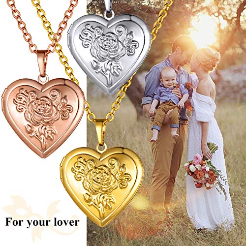 Goldchic Jewelry Rose Gold Locket Necklace That Holds Pictures Floral Pattern Heart Lockets Picture Necklace For Women #TOP4