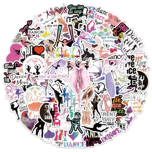 100Pcs Dancing Stickers - Dancing Themed Dancer Stickers for Kids Adults, Vinyl Waterproof Dance Decals for Laptop, Guitar, Water Bottle Journaling Scrapbooking