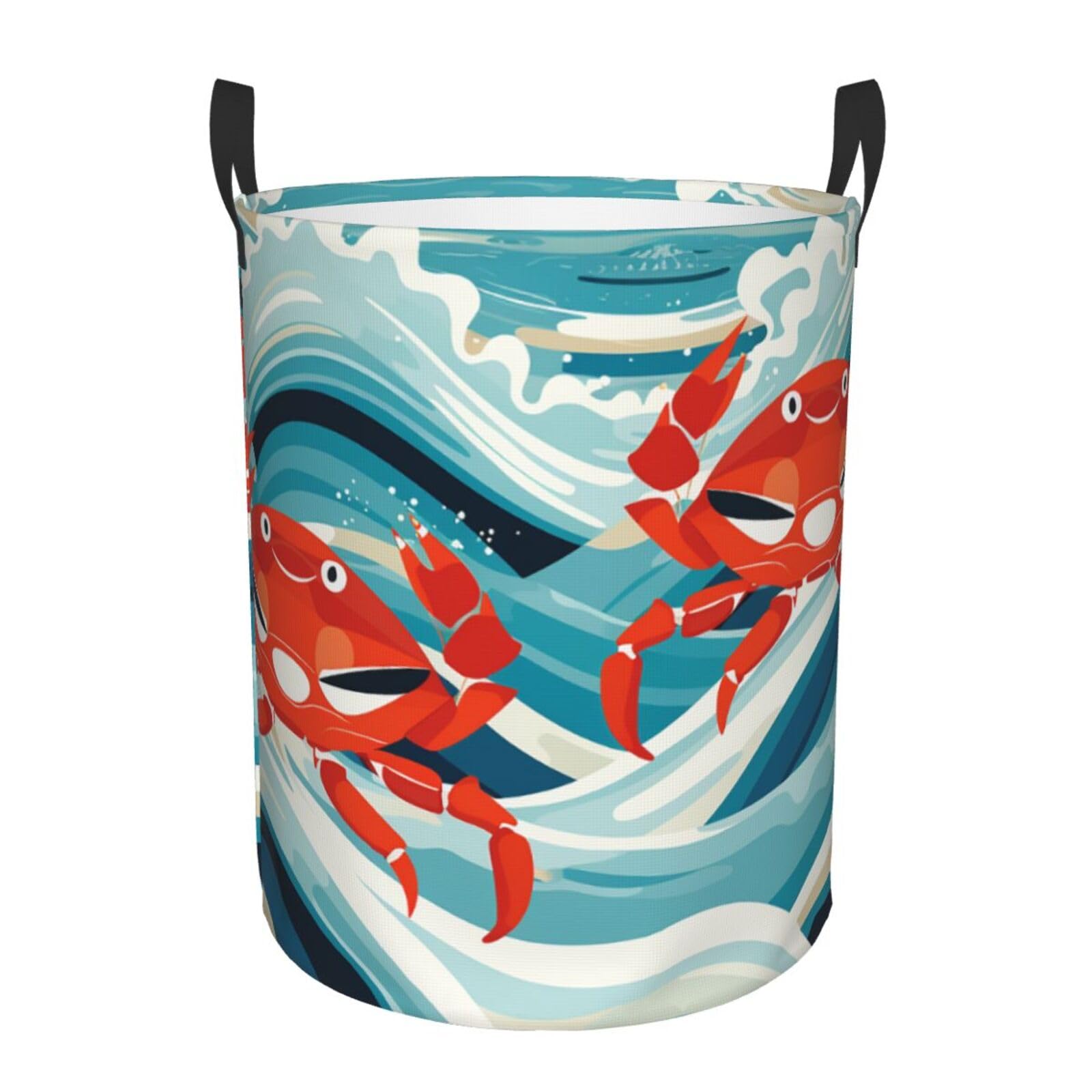 Panier à linge étanche et pliable motif crabe, bac à linge sale autonome grand format