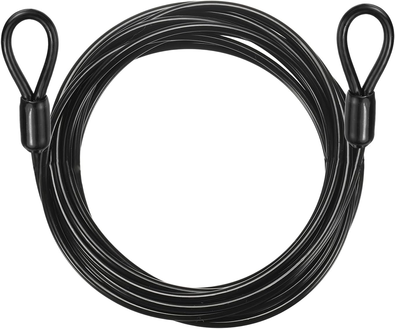 PATIKIL Security Cable Lock (3/16" Dia 10.5ft 132lb Load Capacity, Black) Vinyl Coated Stainless Steel Double Loops Flexible Wire Rope Safety Cable Luggage Lock Suit for - Outdoor