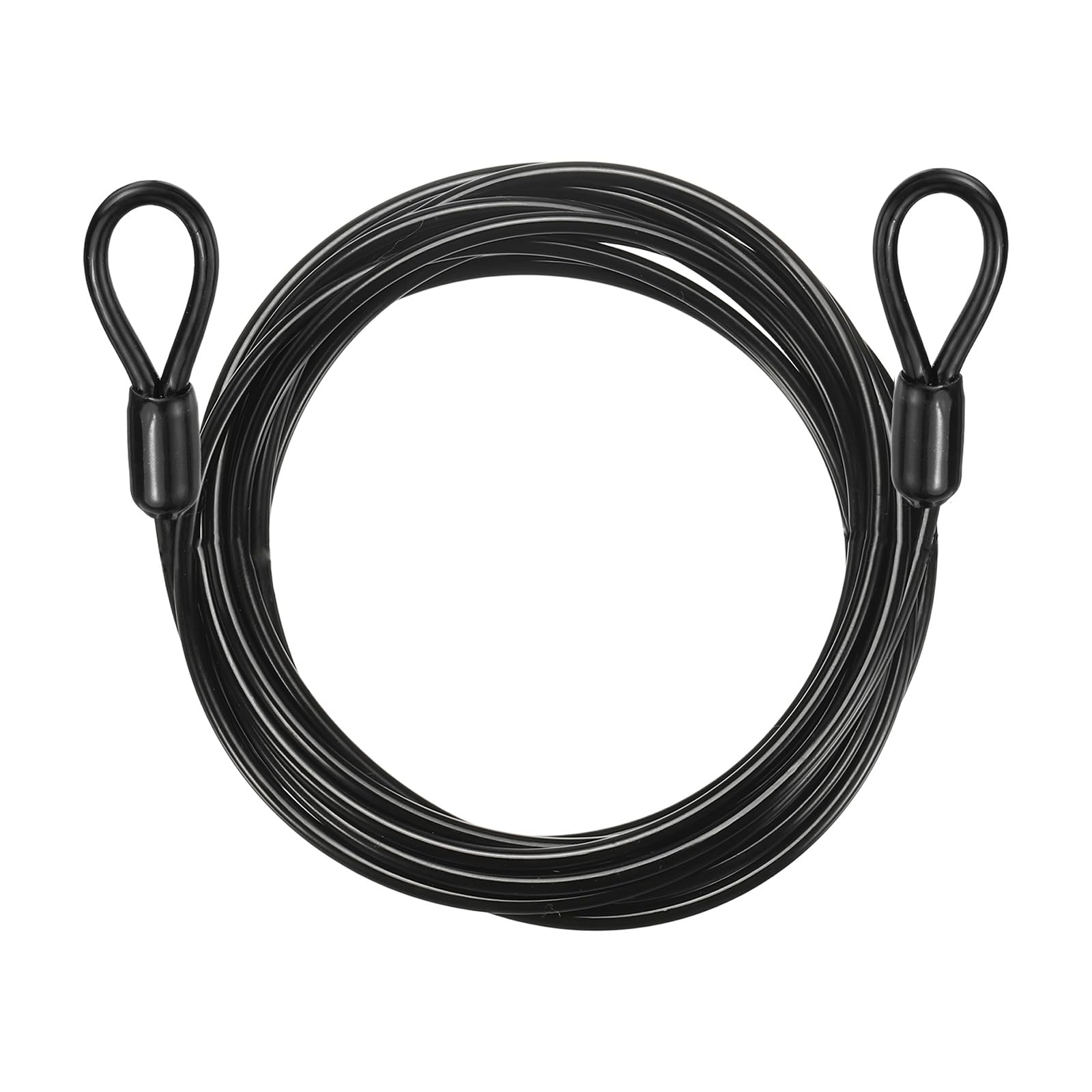 PATIKIL Security Cable Lock (4mm Dia 2.6 Meters 35kg Load, Black) Vinyl Coated Stainless Steel Double Loops Flexible Wire Rope Safety Cable Luggage Lock Suit for - Outdoor