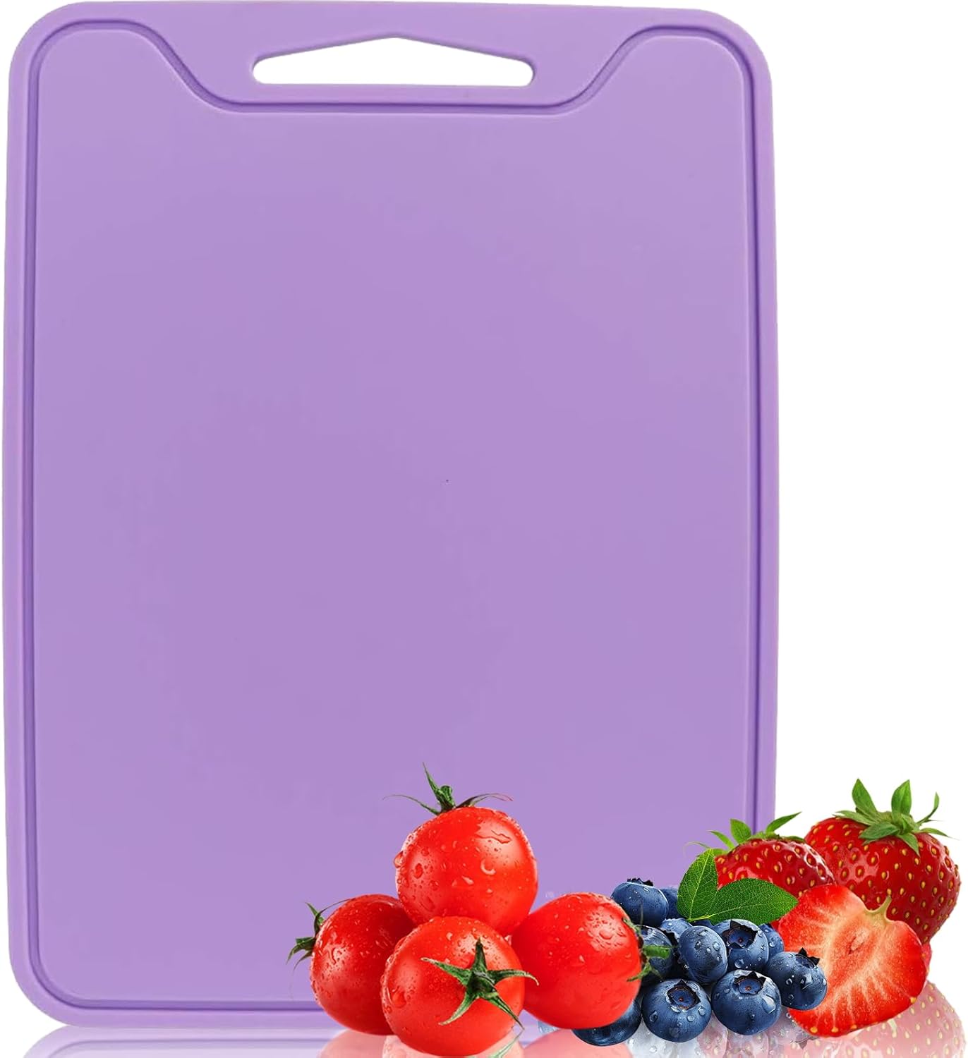 Flexible Cutting Boards, BPA Free Silicone Non-Slip Chopping Mat for Kitchen, Dishwasher Safe & Space-Saving with Hanging Hole (Purple)