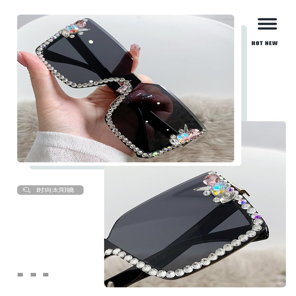 Gafas de sol grandes cuadradas con forma de diamante para mujer, gafas de sol de moda con protección UV400 para exterior