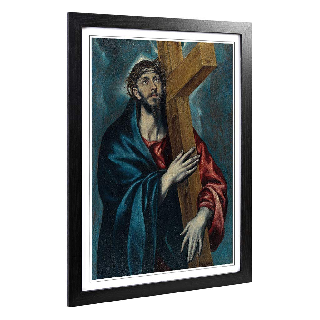 Big Box Art Framed Print of El Greco Christ Carrying The Cross Design | Wall Art Picture | Home Decor for Kitchen, Living Room, Bedroom, Hallway, Black, A2 / 24.5x18 Inch / 62x45cm