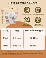 Vista 119 de Alva, Pañales de bebé para nadar, paquete de 2 unidades, talle único, reutilizable, lavable y ajustable de 0 a 36 meses. Tamaño de 10 a 40 lbs