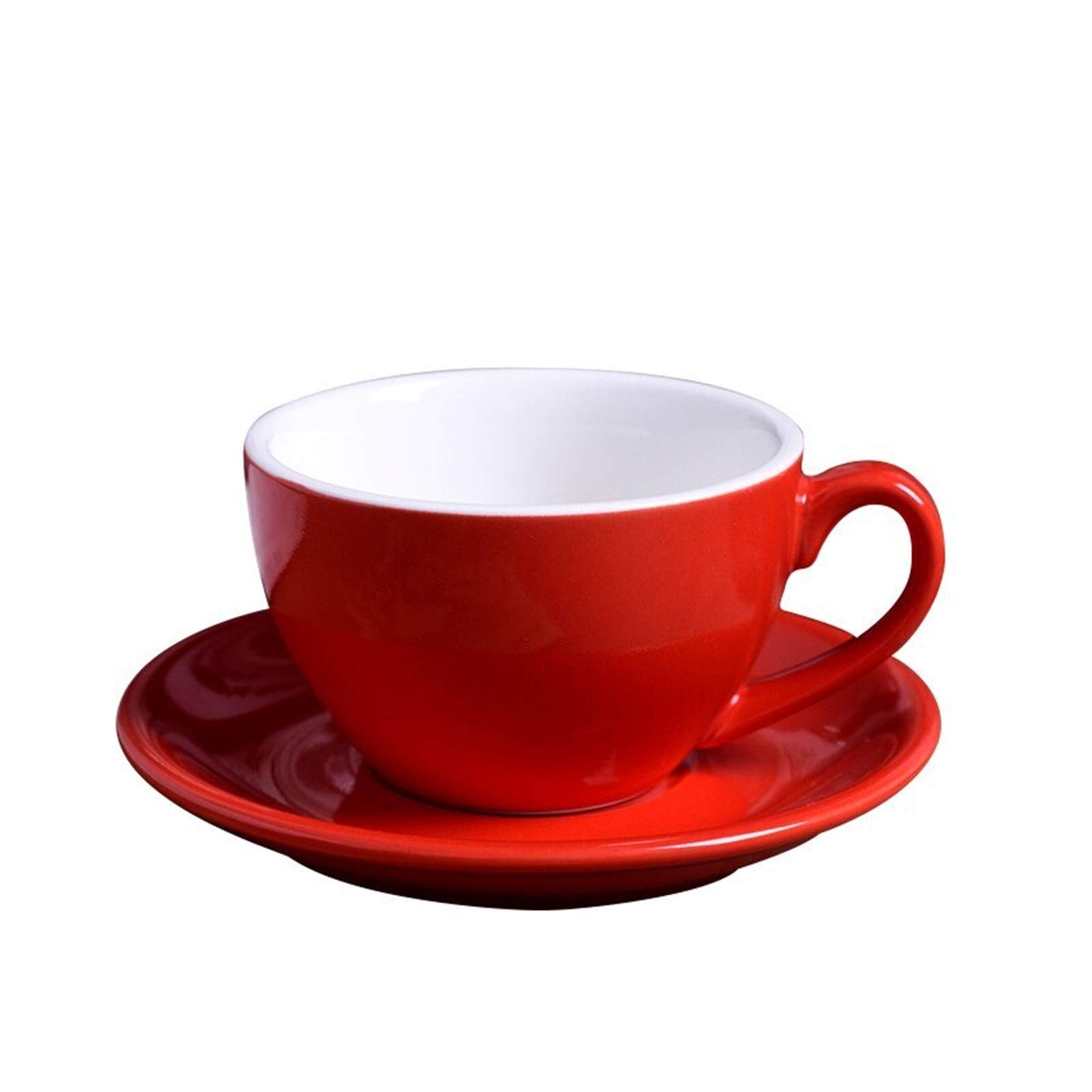 YMYGCC Coffee Cup and Saucer Set 220ML Modern Ceramic Coffee Cup Set Simple Cappuccino Cups for Latte Mocha Coffee Cup with Saucer 551 (Size : 220ml, Color : Red) โ image 1