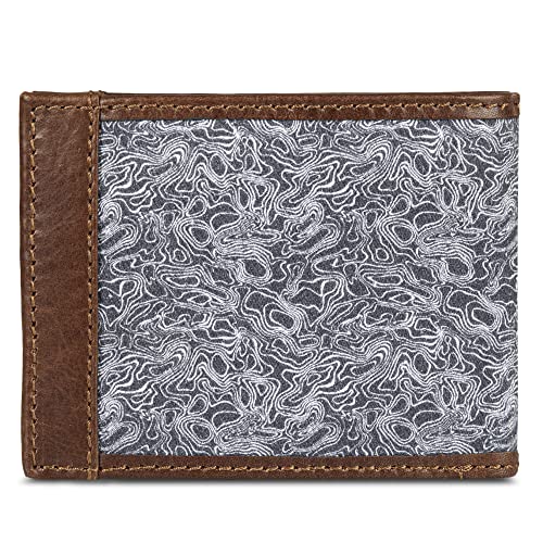 Eddie Bauer Men Pioneer Leather and Printed Cotton Canvas Bilfold Wallet (Assorted Graphics)2