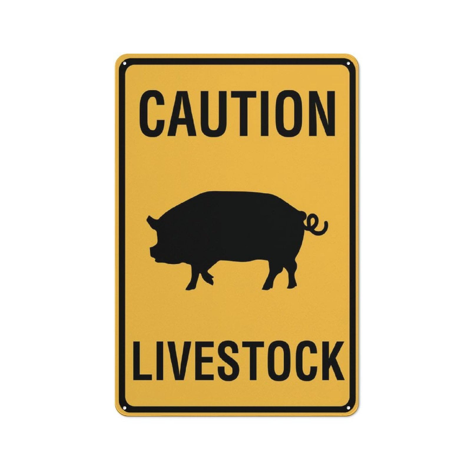 peiyeety Caution Livestock Pig Outdoor Sign 12x8 inch UV Ink Printed Aluminum - For House, Business