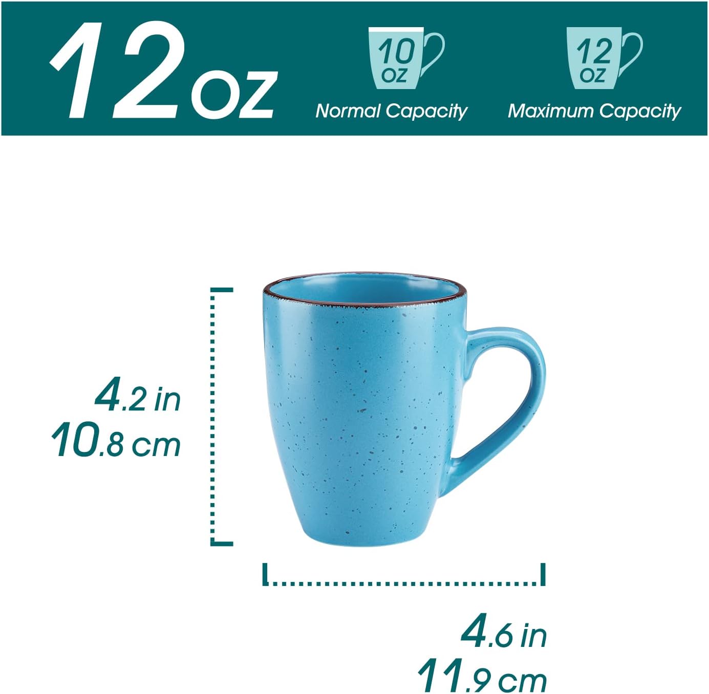 vancasso Moda Coffee Mugs Set of 6-12 oz Ceramic Coffee Cups for Cappuccino, Latte, Tea, Microwave & Dishwasher Safe, Assorted Color