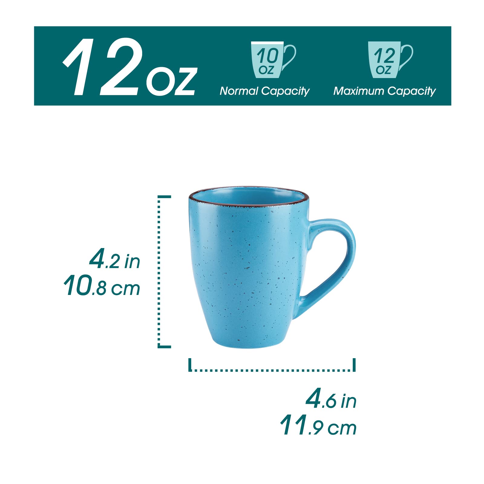 vancasso Moda - Set di tazze da caffè in ceramica per cappuccino, latte, tè, microonde e lavastoviglie, colori assortiti