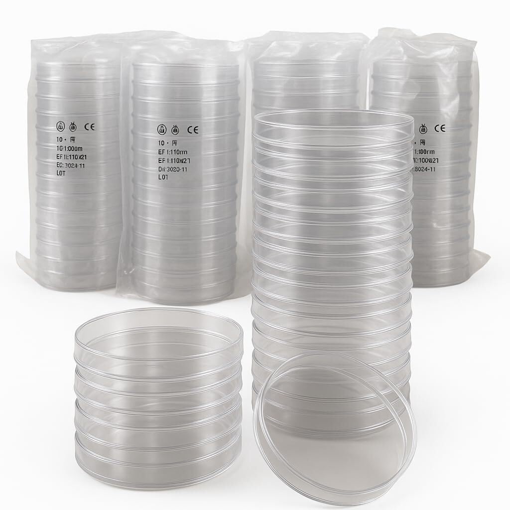 Boîtes de Pétri en Plastique Transparent Stériles avec Vents et Couvercle - 90mm x 15mm pour Laboratoire et Expériences Scientifiques
