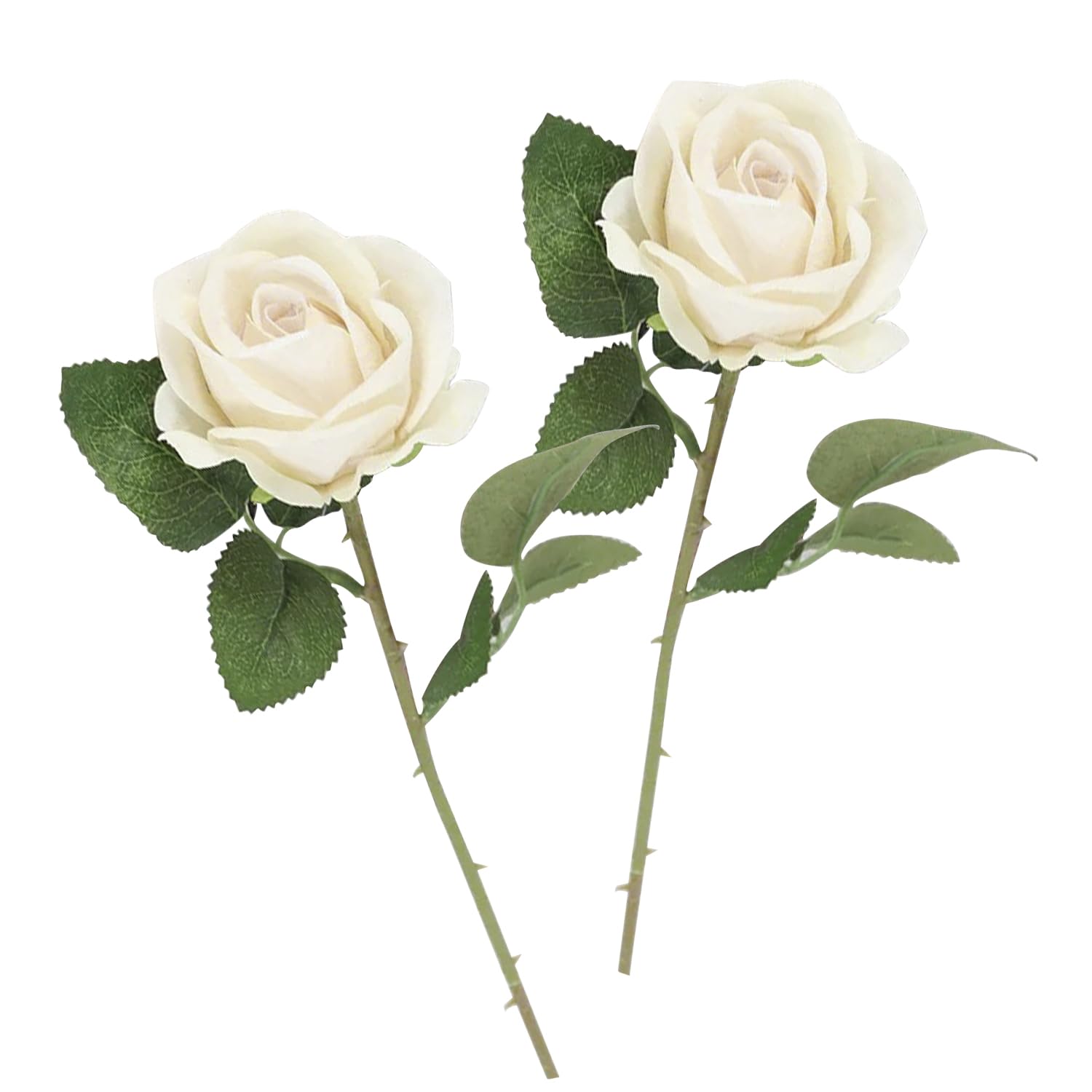 arrderly 2PCS White Artificial Rose Flowers, Artificial Rose with Stem
