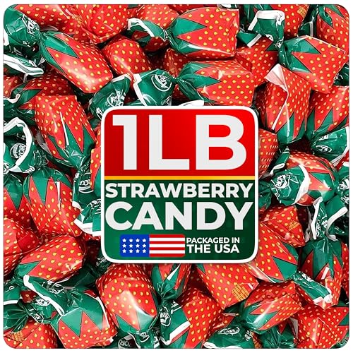 Strawberry Hard Candy Individually Wrapped by Cambie - 1 lbs of Hard Candy