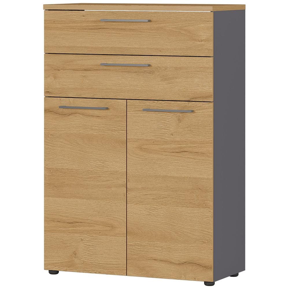 Lomadox Büromöbel Aktenschrank Set 3-tielig abschließbar in Graphit mit Eiche, BxHxT: ca. 240x120x40 cm