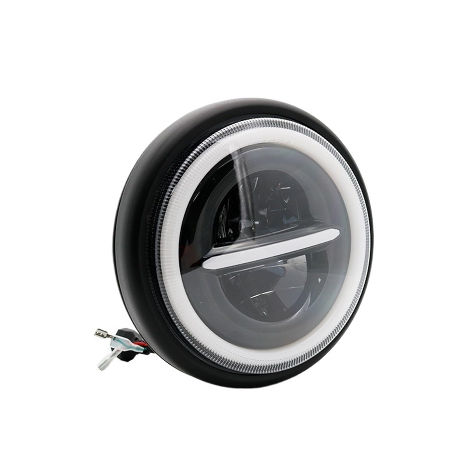 Luci per motociclette Faro anteriore per moto da 7 pollici 50W DOT SAE E9 con indicatore di direzione DRL, alloggiamento per faro a LED Anabbaglianti(Black)