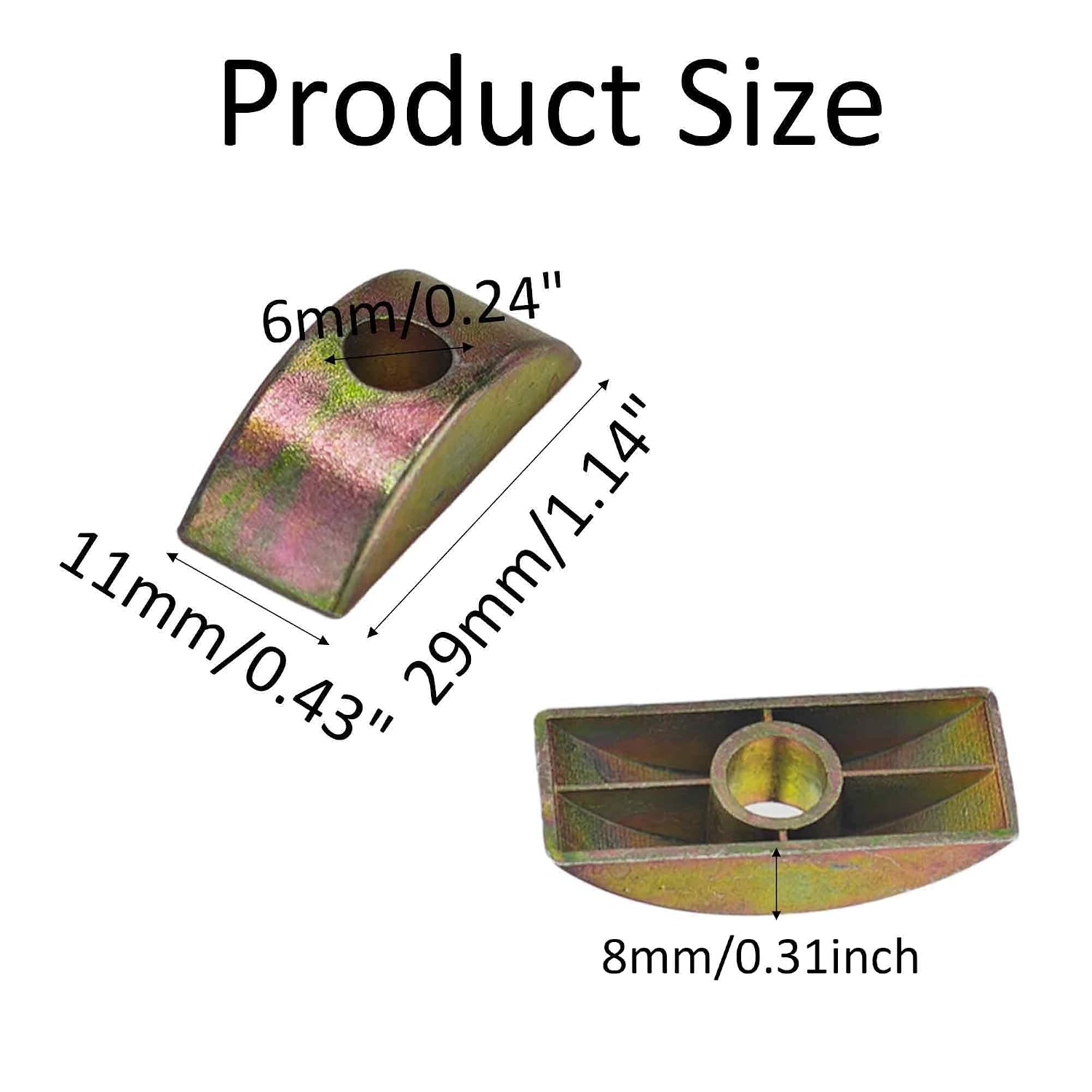 20Pcs M6 Zinc Alloy Half Moon Nuts, Furniture Connector Spacer Washer Hardware Accessories 6mm Hole Dia Bronze Tone for Panel Wardrobe Connect