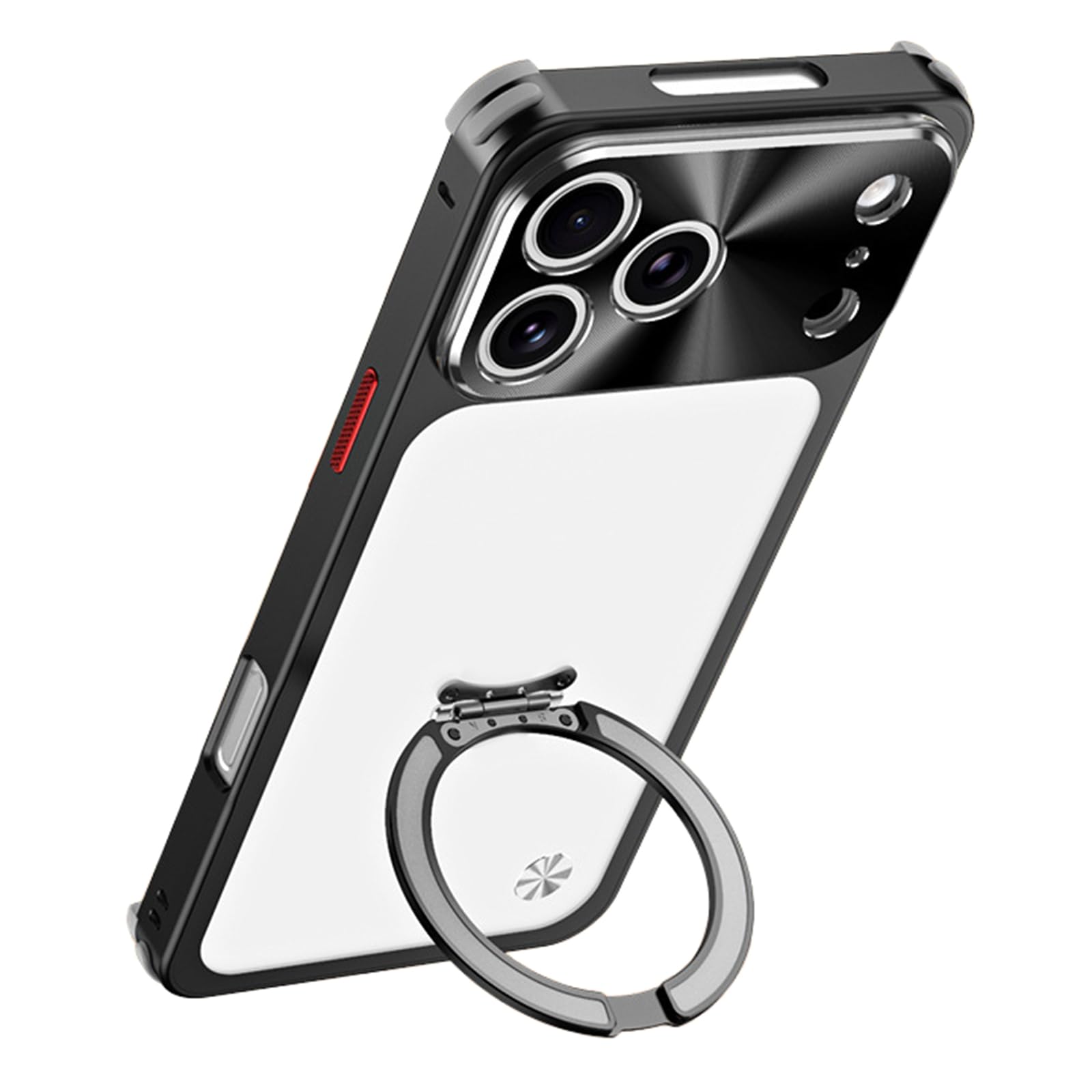 Magnetische Hülle für iPhone 17 Pro Max/17 Pro, Dünne Aluminiumlegierung Rahmen Metall Schutzhülle mit Drehbar Ständer Handyhülle,Schwarz,17 Pro