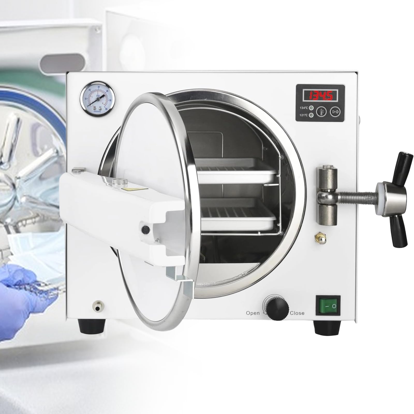 Sterilizzatore A Vapore per Autoclave, Laboratorio/Forniture Mediche Professionali, con Vassoio per Strumenti E Tubo di Scarico, per cavità Orale, Tatuaggio 18l-1100w