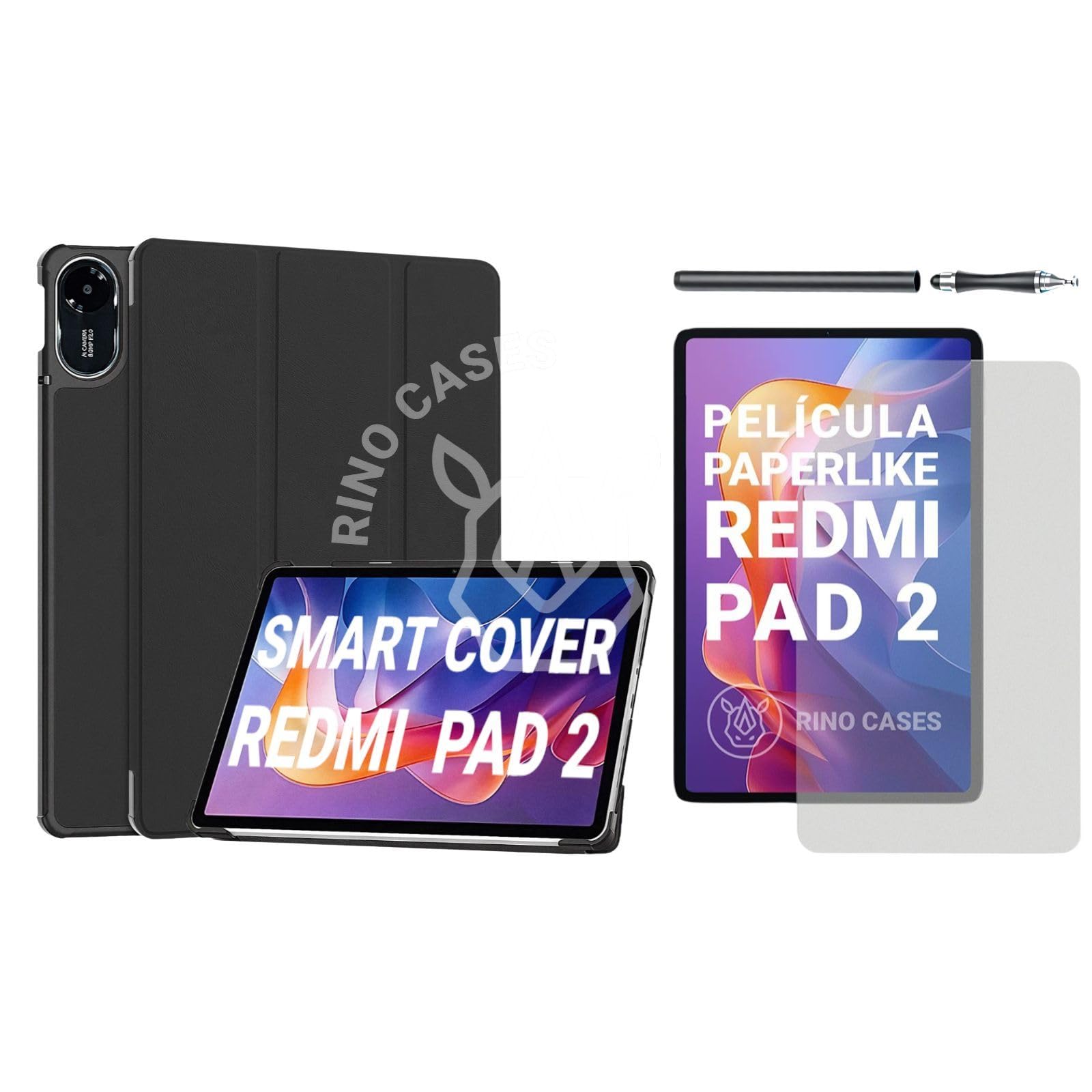 Capa para Xiaomi Redmi Pad 2 – Kit Opcional com Película e Caneta