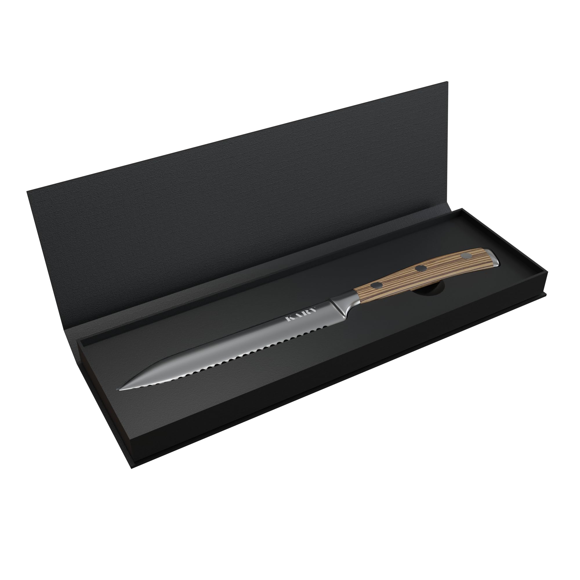 5 Inch Serrated Knife - High Carbon Stainless Steel - Full Tang for Durability and Stability - Tomato Knife - Steak Knife - Zebra Wood Handle