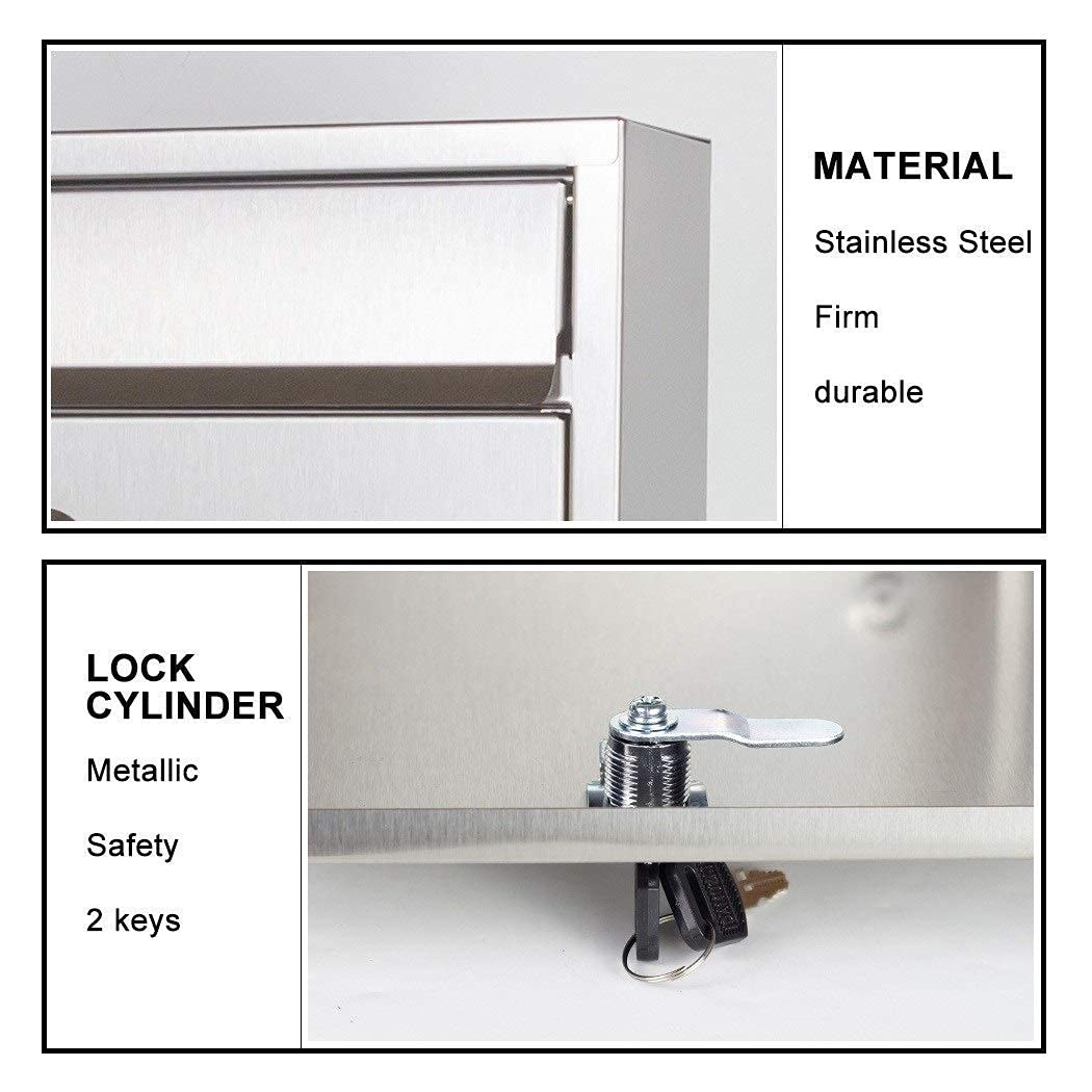 屋外用ポストボックス、屋外用スチール製キーロックメールボックス