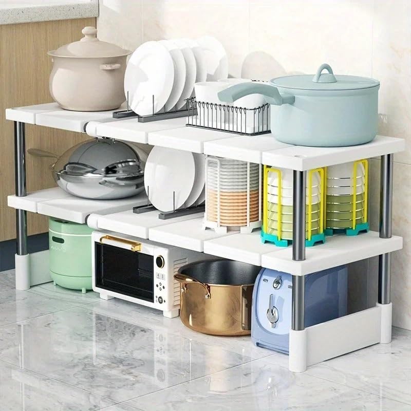 1 Stainless Steel Expandable Kitchen Sink Storage Rack Cabinet Storage Multi-layer Multifunctional Internal Layered Storage Rack(Monolayer)
