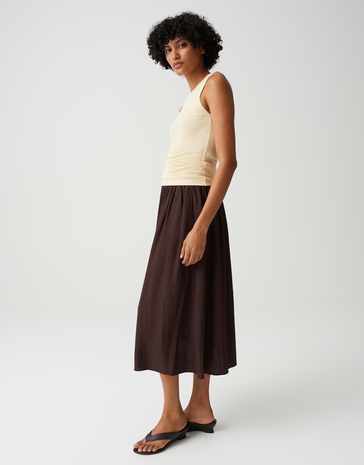 OPUS Damen Midirock | Midirock mit bewegter Crinkle Struktur