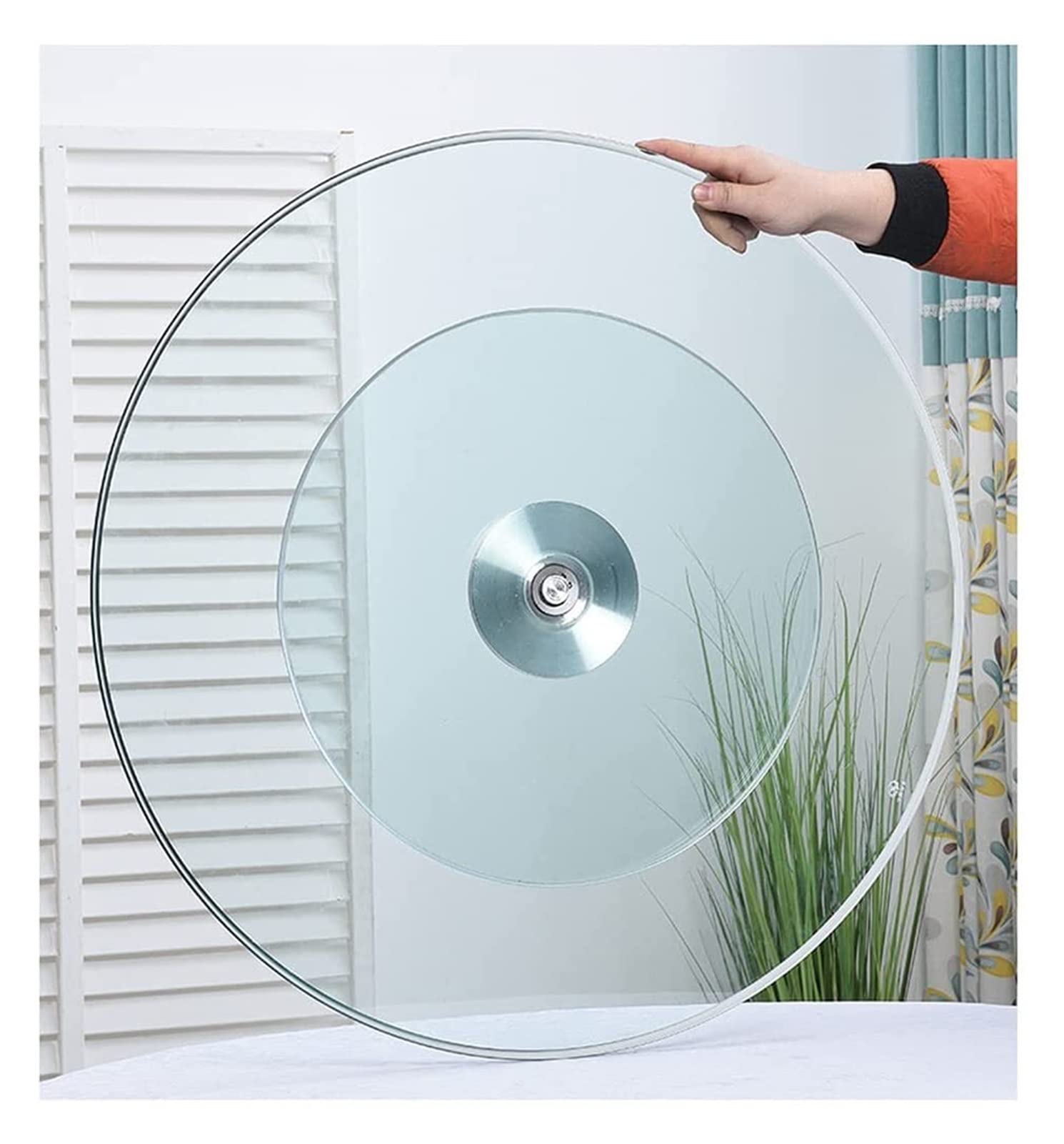 Giradischi Lazy Susan in Vetro Trasparente da Appoggio Giradischi Vassoio da Portata Girevole Organizzatore Rotondo Tavolo Girevole per Cena, Ristoranti, Patio, Tavolo Self-Aspettando (70 cm