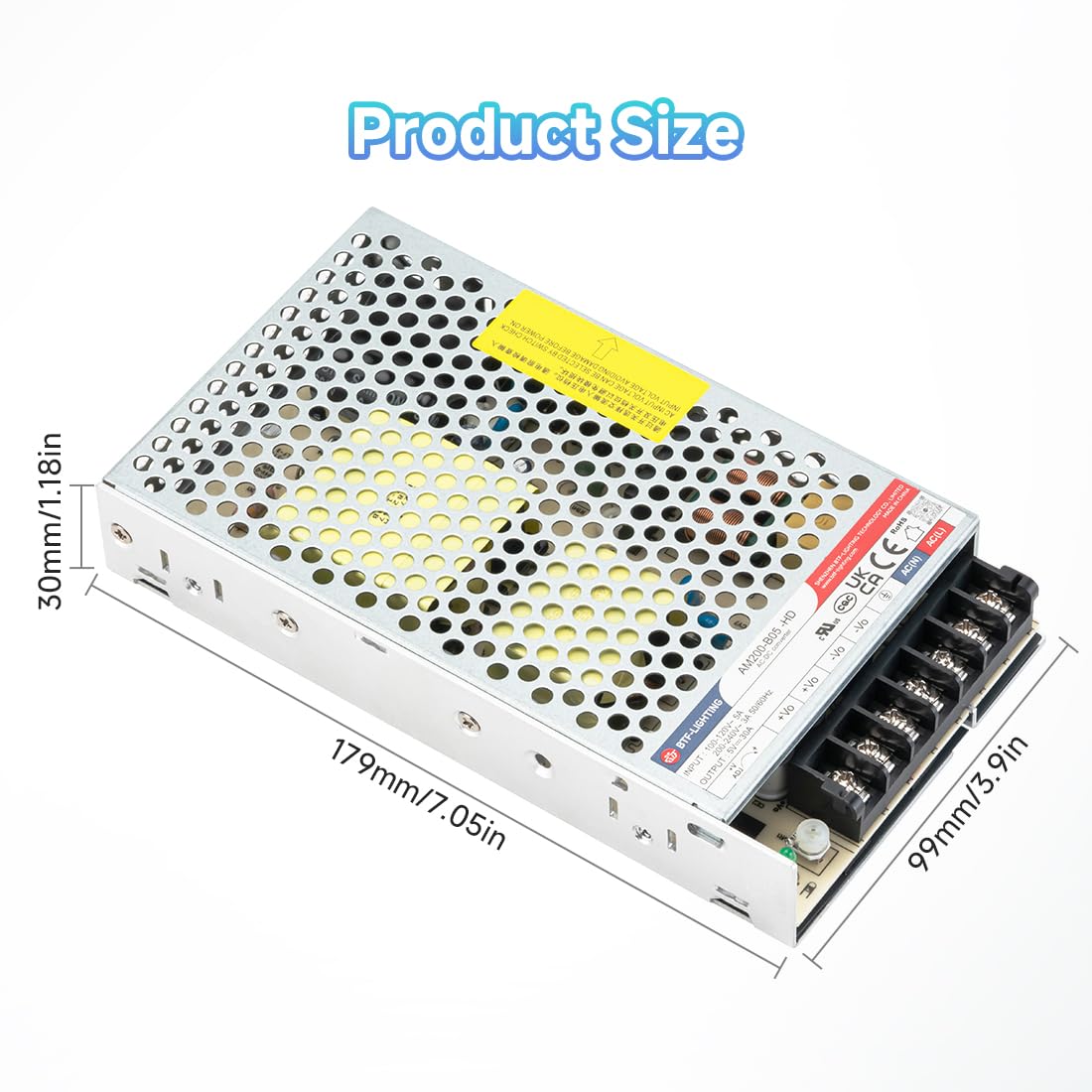 BTF-LIGHTING Zasilacz sieciowy 150 W, 5 V, certyfikat CE, aluminiowy sterownik LED AC 100-240 V do DC 5 V, transformator do taśm LED, drukarki 3D, kamery CCTV, systemu bezpieczeństwa, radia, projektu