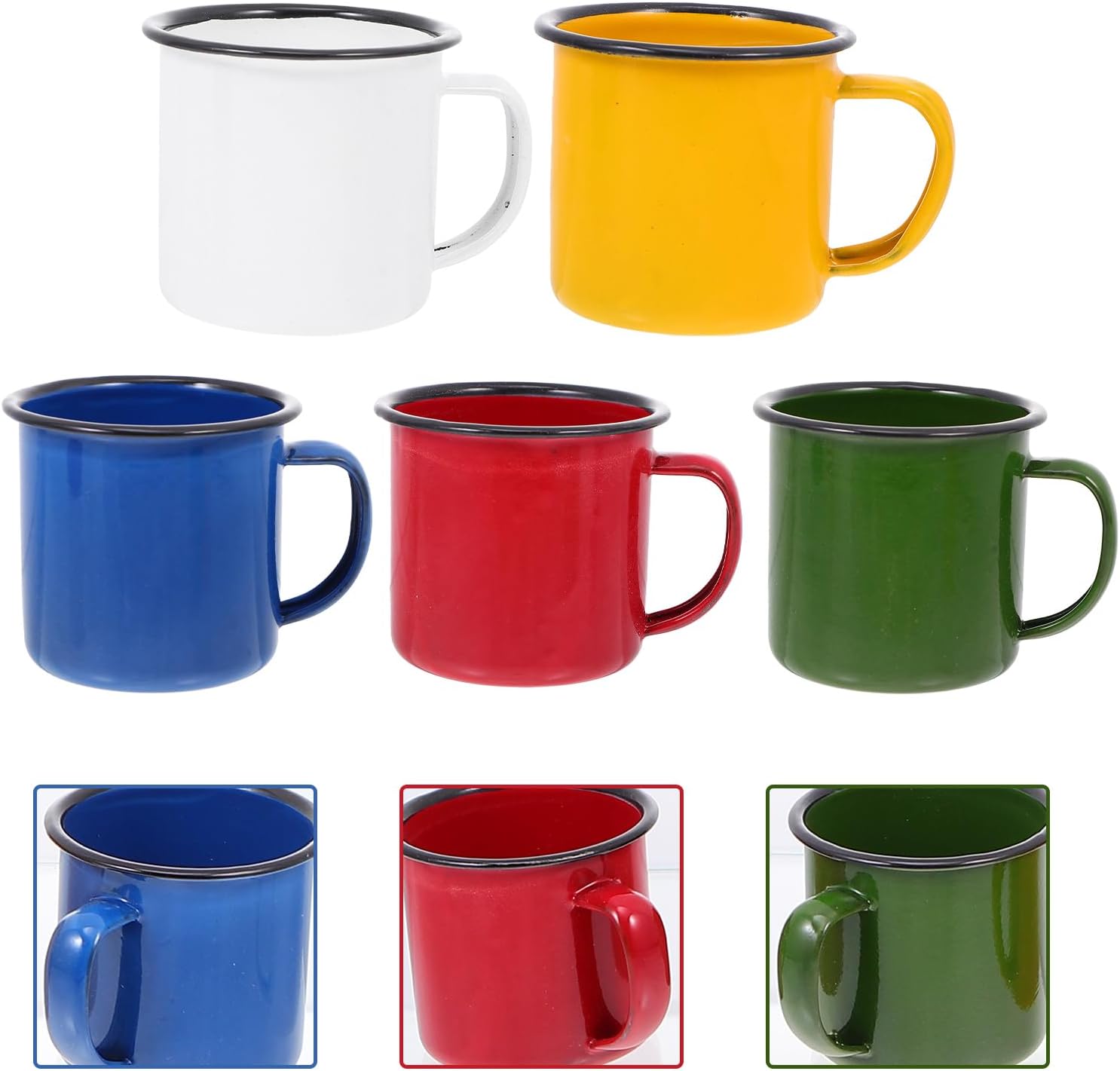Hemoton Retro Enamel Mug Set 5 Pcs Vintage Mini Wine Cups 5 Oz Metal Tin Coffee Tea Drinking Mugs for Home Kitchen Camping Outdoor
