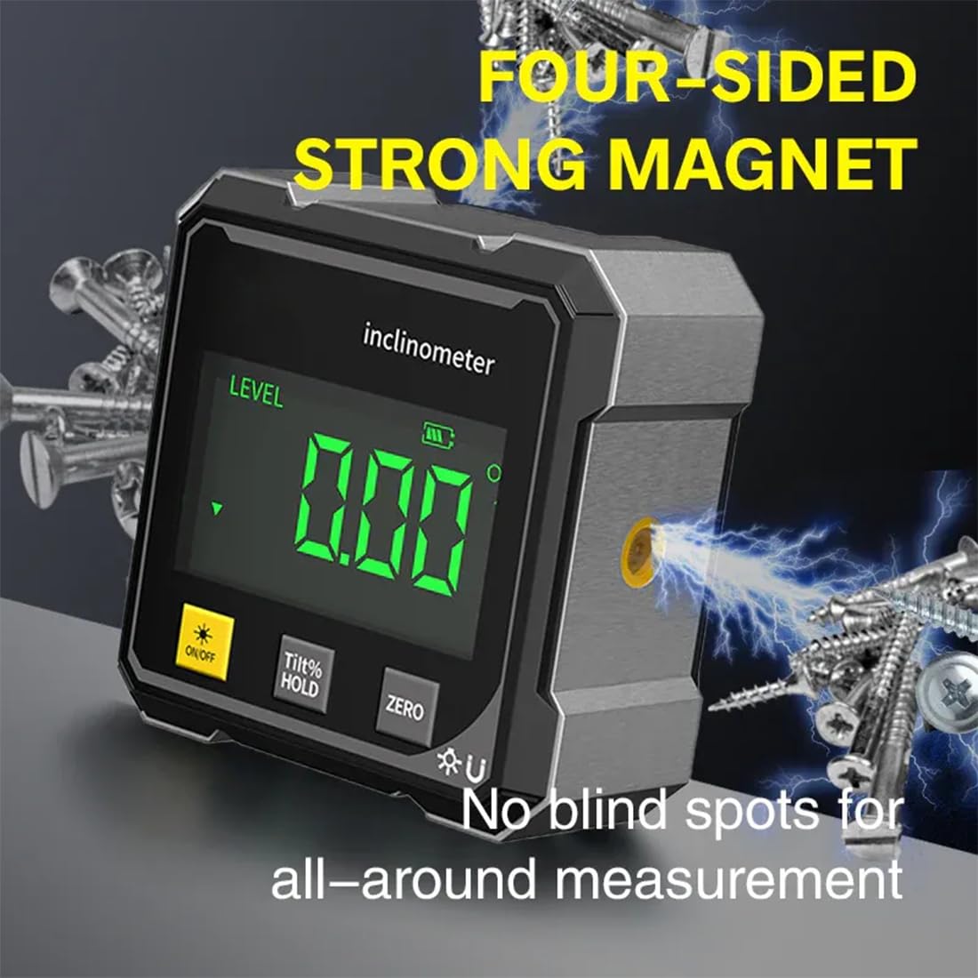 Inclinomètre Magnétique Numérique 4 Côtés Avec Laser (2+4)